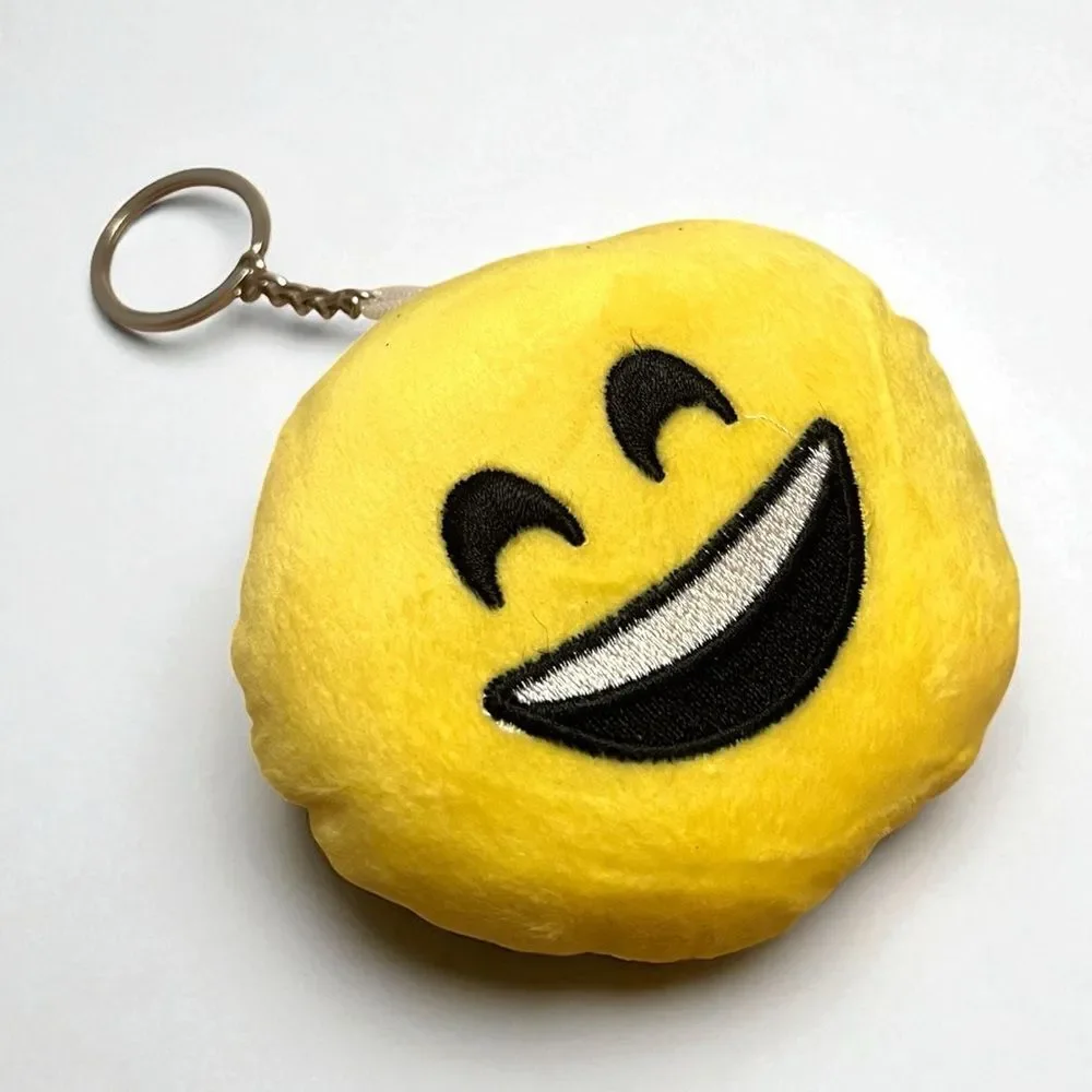 Yellow Plush Smiley Face Emoji Keychain